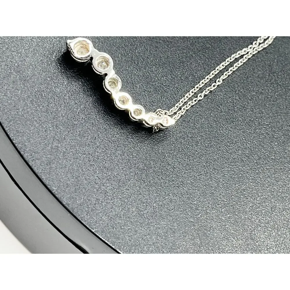 Sterling Sterling Marsala Curved Wavy 7‎ Stone Diamond Journey Pendant Necklace